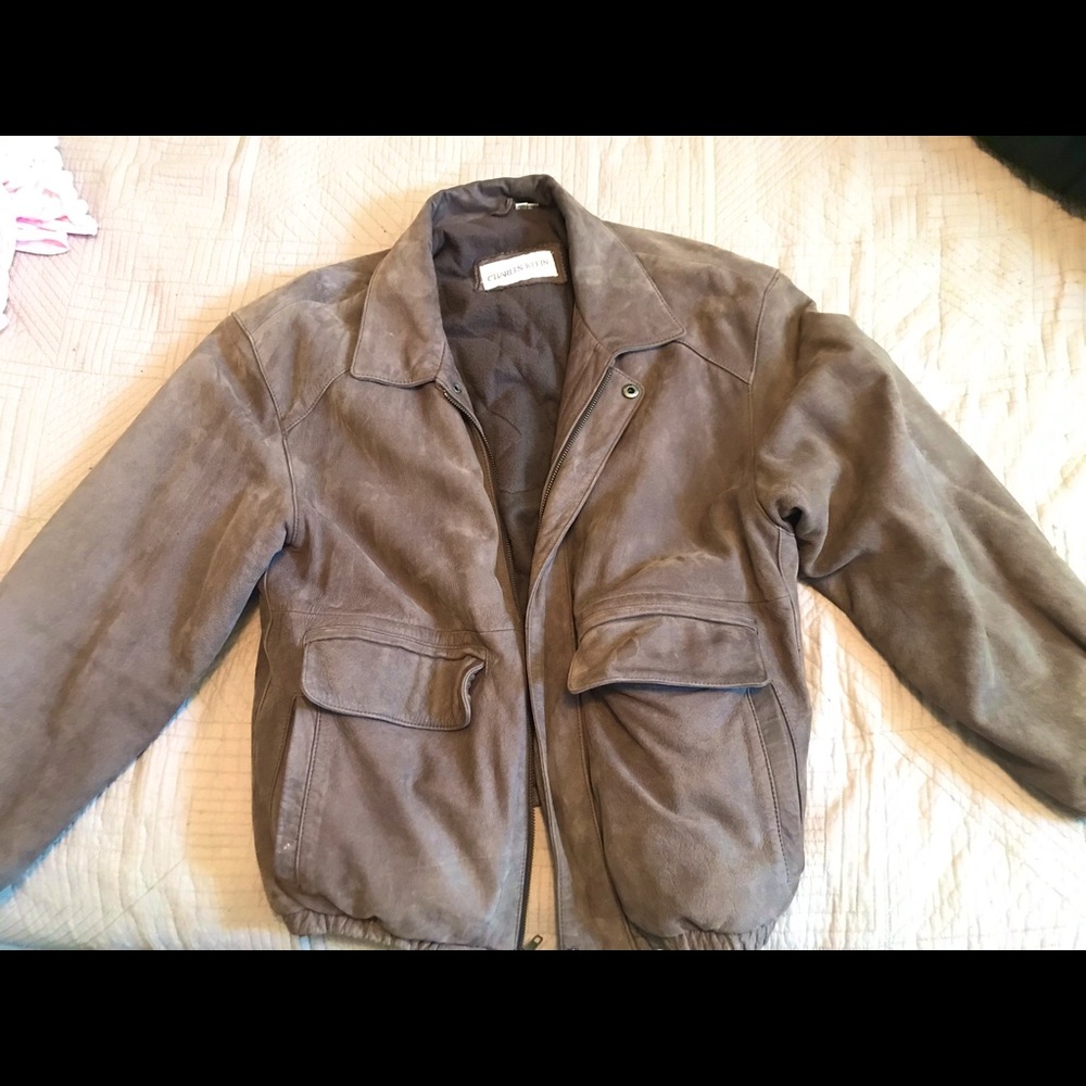 Brown Suede Charles Klein Bomber jacket. Size M